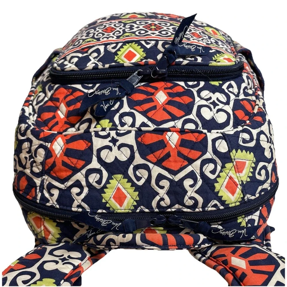 Vera Bradley Quilted Backpack Filigree Cotton Orange White School Travel
